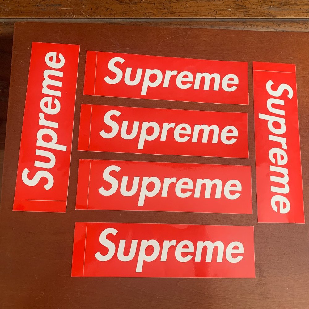 6 NEW Supreme Red Box Logo Sticker Decal 7.5" x 2" 100% Authentic